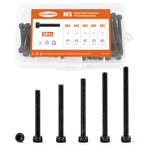 NIULUNBAO M5 x 40-60mm boulons tête socket hex 12.9 acier 30pcs