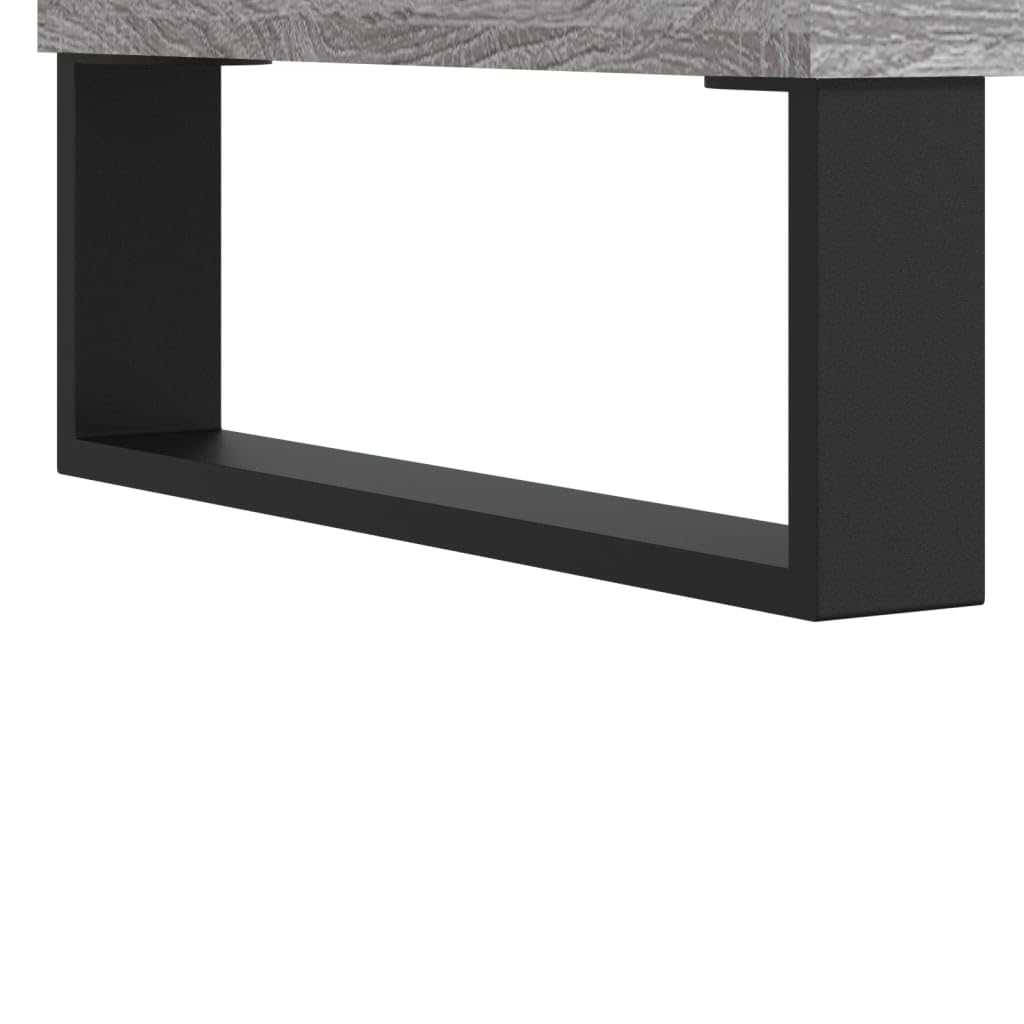 Fengshui Szafka panelowa szara Sonoma 121 x 38 x 48 cm materiał drewnopochodny | Stabilna górna płyta do gramofonu, żelazne nogi, styl industrialny, dużo miejsca do przechowywania dla LP