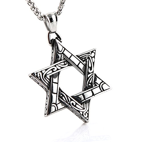 HZMAN Magen Star of David Pendant Necklace Women Men Chain Silver Stainless Steel Israel Necklace4