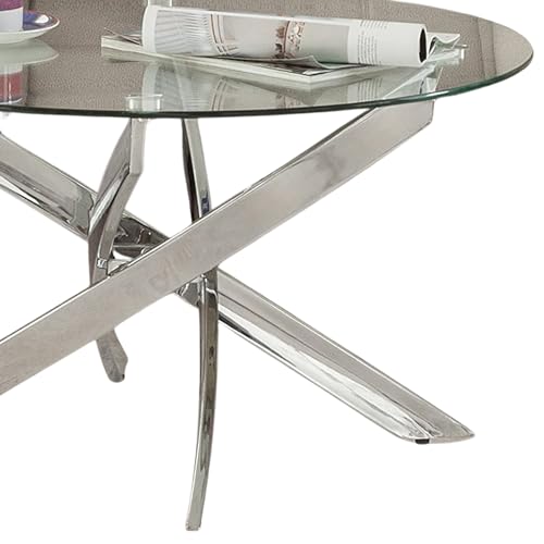 Homely - Mesa de Centro Dalila | Cristal Redondo | Diseño Moderno | Salón, Comedor, despacho, Dormitorio | 80 cm de diámetro | 80x80x40 cm | Original Base de Acero Cromado - imagen 5