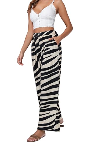 Women's High Waisted Wide Leg Work Pants Casual Button Down Business Trousers2