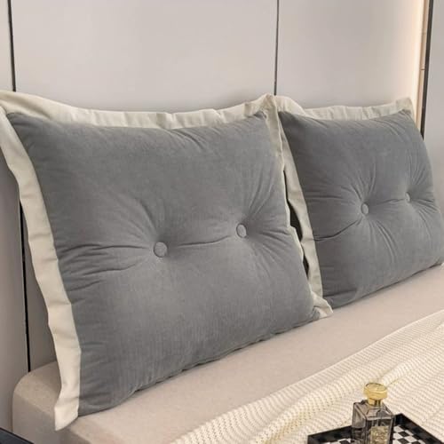 Gray1,Twin/100cm,大型ヘッドボードクッションベッドサイドピロー 二人用ソファ背もたれ、無地のウォールピロー 取り外し可能な全長ボルスターベッドサポートピロー 寝室用デイベッド・二段ベッド用