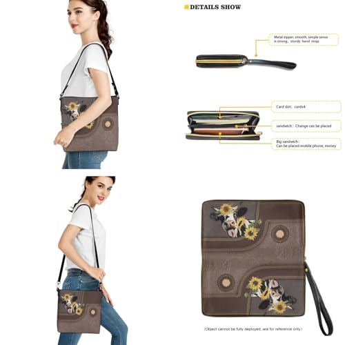 Image of Bucket Crossbody Bag Set for Women Lady, Leather Purse and Wallet Set Large Bucket Bag with Wallet