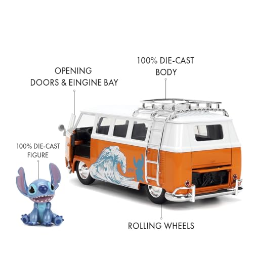 Jada STITCH 1961 VW BEETLE 1:24 die-cast scale model car with figure, Mehrfarbig, 15 cm x 30.5 cm x 11.5 cm - Image 2