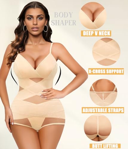 Image of Avidlove Shapewear Bodysuit for Women Body Shaper Tummy Control Shapewear Plus Size Body Suits with Snap Crotch