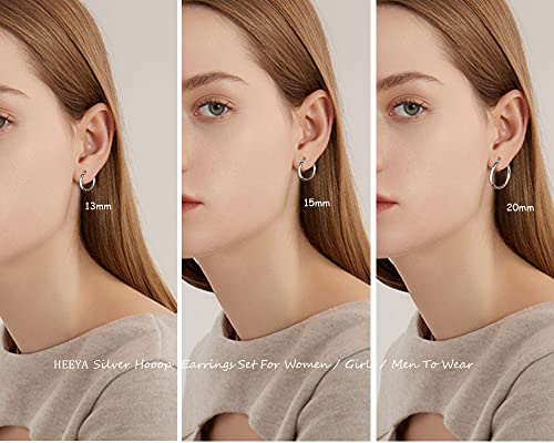 Sterling Silver Hoop Earrings Small Silver Hoop Earrings 3 Pairs 925 Sterling Silver Hoop Earrings For Women Silver Hoop Earrings Set For Girls, Cartilage Sleeper Silver Earrings Lightweight Earrings #TOP2