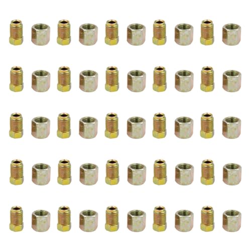Gogogmee 25 juegos Tuercas y Conectores de Línea de Freno Galvanizados para Tubos de Adaptadores de Frenos de Alta Eficiencia y Fácil Instalación