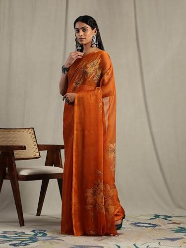 Image of Garden Vareli Floral Print Chiffon Saree