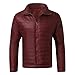 Doudoune Homme Automne Hiver Manteau Doudoune Manches Longues Col Parkas Casual Outwear, bordeaux, XXXL