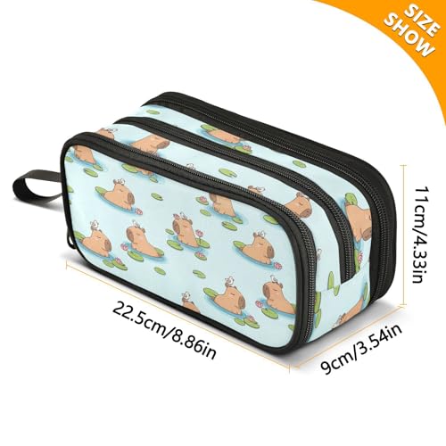 Image of J JOYSAY Capybara Flowers Bird Blue Pencil Case Large Big Capacity Pencil Marker Holder for Girls Boys Portable Stationery Bag for Teens Adults Student
