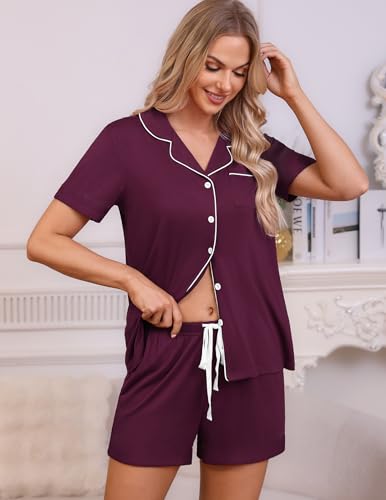 Image of HNG Pajama Sets for Women 2 Piece PJ Sets Short Sleeve Lounge Set Fashion Sleepwear XS-3XL