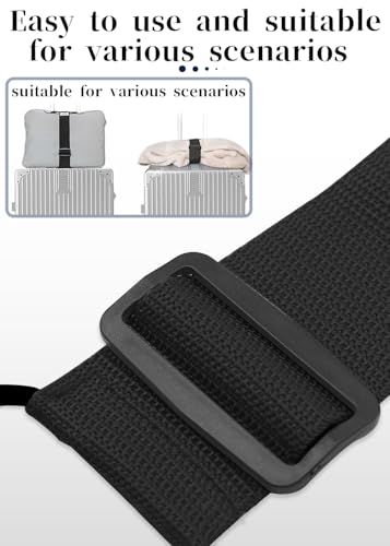 Image of Luggage Straps Bag Bungee Luggage Straps Suitcase Adjustable Belt,Add a Bag Easy to Travel Suitcase Elastic Strap Belt Luggage Accessories(Black)