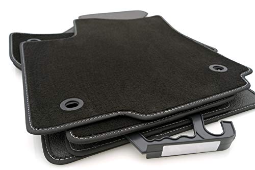 Tapis de sol VW PHAETON original qualité velours (Coutures argentées) Premium Tapis de voiture 4 pièces