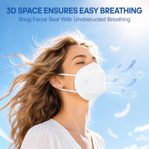 Image of ChiSip KN95 Face Masks for Adults, 5-Ply Disposable Masks, White 20 Packs | Breathable, Elastic Earloops, 3D Design, Adjustable Nose Clip, Glasses-friendly, 95% Filtration Efficiency, White KN95 Masks