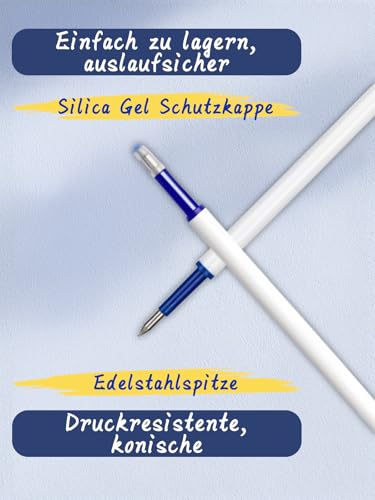 10x Radierbarer Ersatzminen Einziehbarer Blau Spitze 0,5mm,Höhe 11 cm - Kompatibel mit KCasty Einziehbar Radierbarer-Stifte - Radierbare Tintenrolle Thermosensitive Tinte