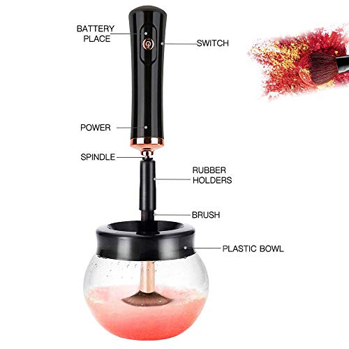 Electric Makeup Brush Cleaner Dryer,Electric Automatic Cosmetic Makeup Brushes Spinner Cleaner&Dryer,8 Rubber Professional Makeup Brush Cleaning Tool for Makeup Brush&Women Gifts