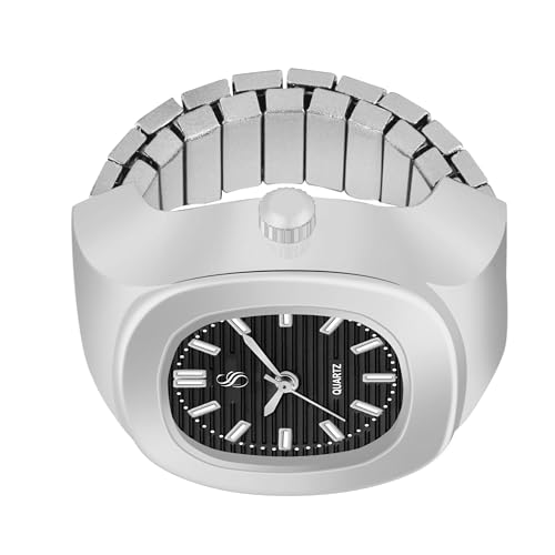 Image of Shocknshop Analog Fashion Stainless Steel Square Silver Ladies Ring Watch for Women -W165
