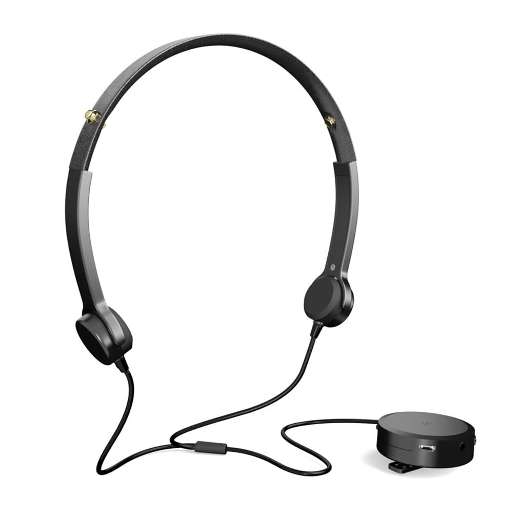 Écouteurs De Conduction Osseuse, Oreille Ouverte Dual Écoute Casque De Sport Câblé avec Micro, Têtes De Tête Légers, Adapté Aux Personnes Âgées,Noir