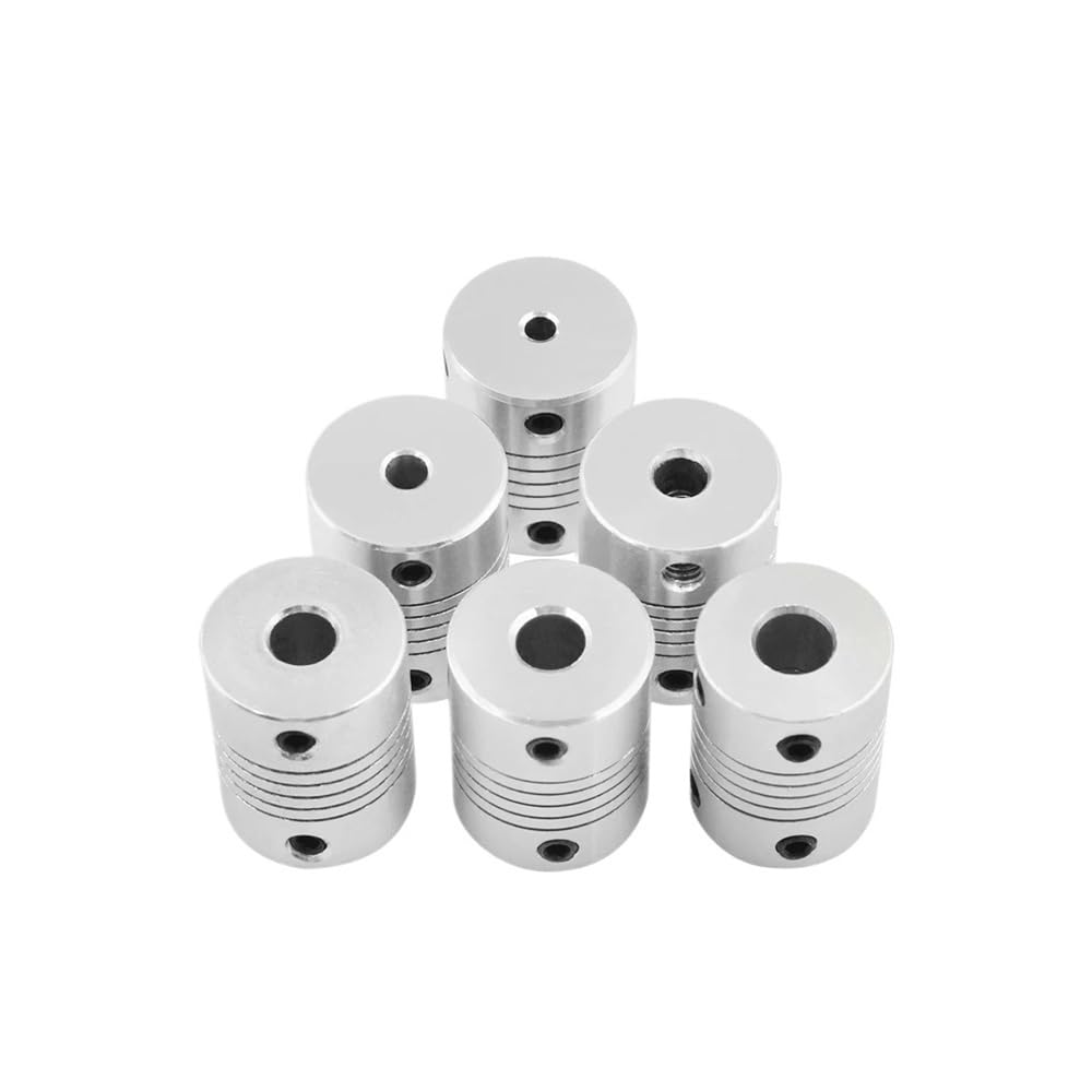Acoplamiento universal for máquinas herramienta con acoplamientos flexibles de diámetro exterior 5 mm a 8, 19 x 25, 3/4/5/6/7/8(5x8(Silver))