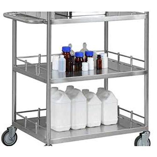 Anhon Carro Médico Grande de 3 Estantes con Ruedas Carro Utilitario de Acero Inoxidable Carro de Equipo de Laboratorio Carro Médico Herramienta para Salón de Belleza