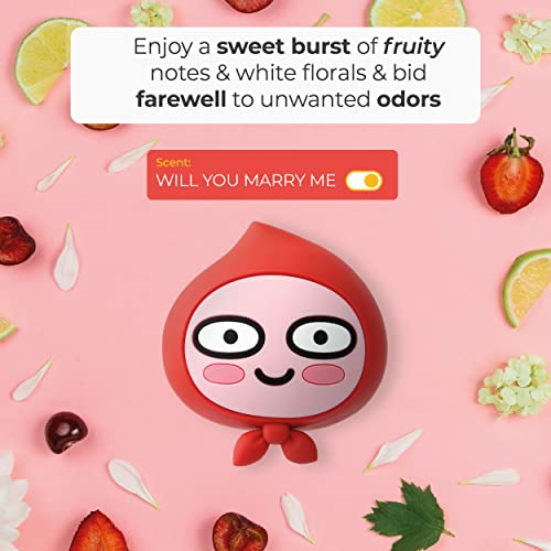 Image of AURA Car Air Freshener Vent Clip, Apeach (Will You Marry Me, 0.14fl oz*2, Pack of 2) - Long-Lasting Odor-Fighting Scent. Kakao Friends Figurine. Car Decoration Accessories, Diffuser, Absorber