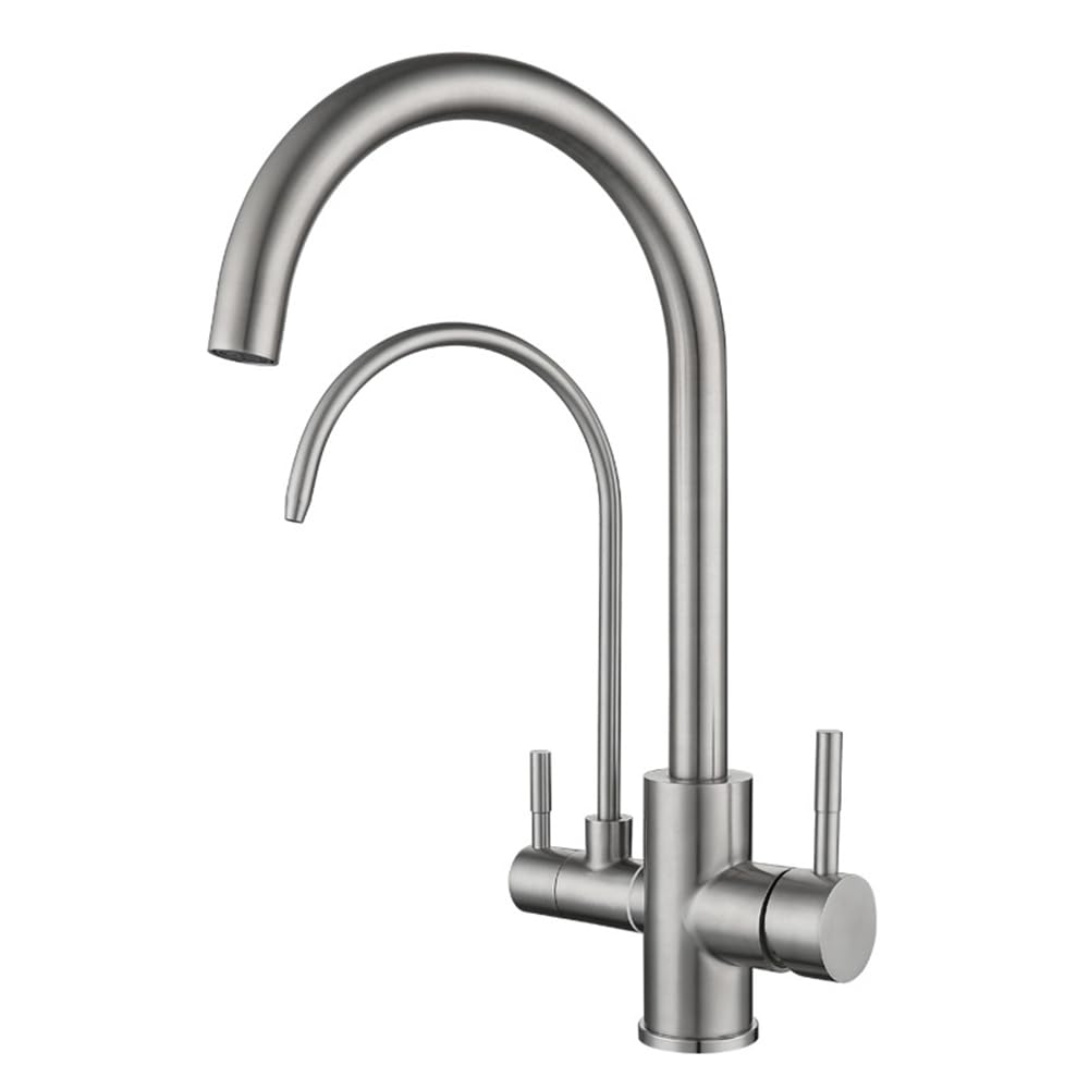 Grifo de Cocina Osmosis 3 Vias Giratorio Acero Inoxidable 3 en 1 Grifo para Fregadero de Cocina-Cepillado