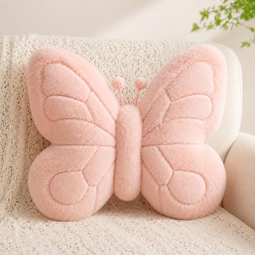 Image of CANGHI Butterfly Pillow,Butterfly Throw Pillow,Pink 15 inchx18 inch Plush Cushion
