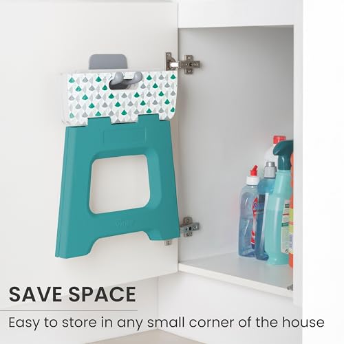 Image of Vigar Compact Step Stool Foldable, 12-1 /2-inch, Geometric | For Adults up to 330 Pound, Lightweight Stool, Non-Slip Folding Design, Compact Step Stool