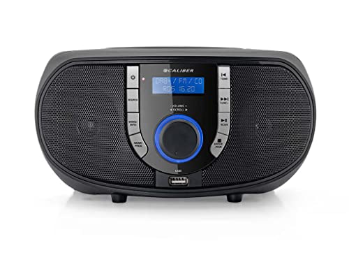 Caliber Tragbares Radio - USB - DAB Plus und FM-Radio mit RDS - CD-Player mit Bluetooth - LCD Anzeige - Schwarz - 24,5 x 22 x 12,5 cm