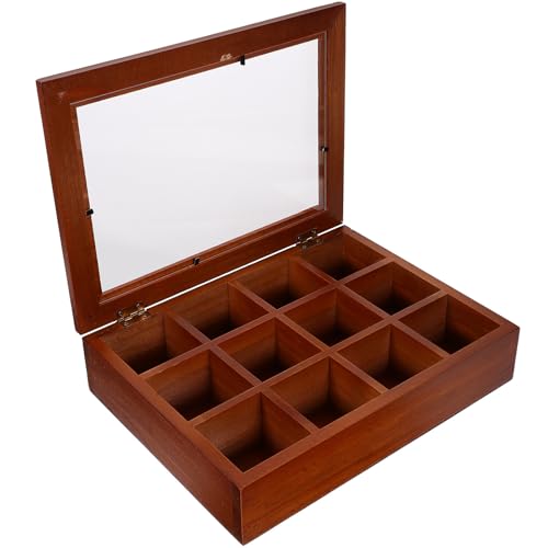 Boîte à thé 12 compartiments VICASKY en bois marron pour rangement facile - 2