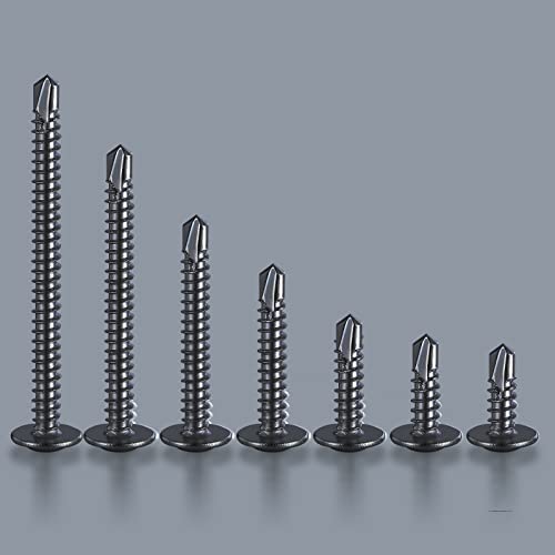 Wensilon DHZ005 200Pcs)#8×1 Inch For Sheet Metal Self-Tapping Screws 410 Black Stainless Steel Truss Head High-Strength Quick Tapping thumb #4