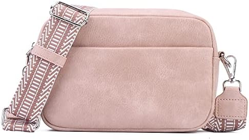 DIVCIDLC Small Crossbody Bag with Adjustable Wide Guitar Strap, Camera Purse Shoulder Handbag Lightweight Satchel for Women, Pink