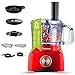 Produktbild TurboTronic Food Processor 1,2L schwarz, rot, Küchenmaschine mit Mixaufsatz, Raspelscheiben, Zitruspressenaufsatz