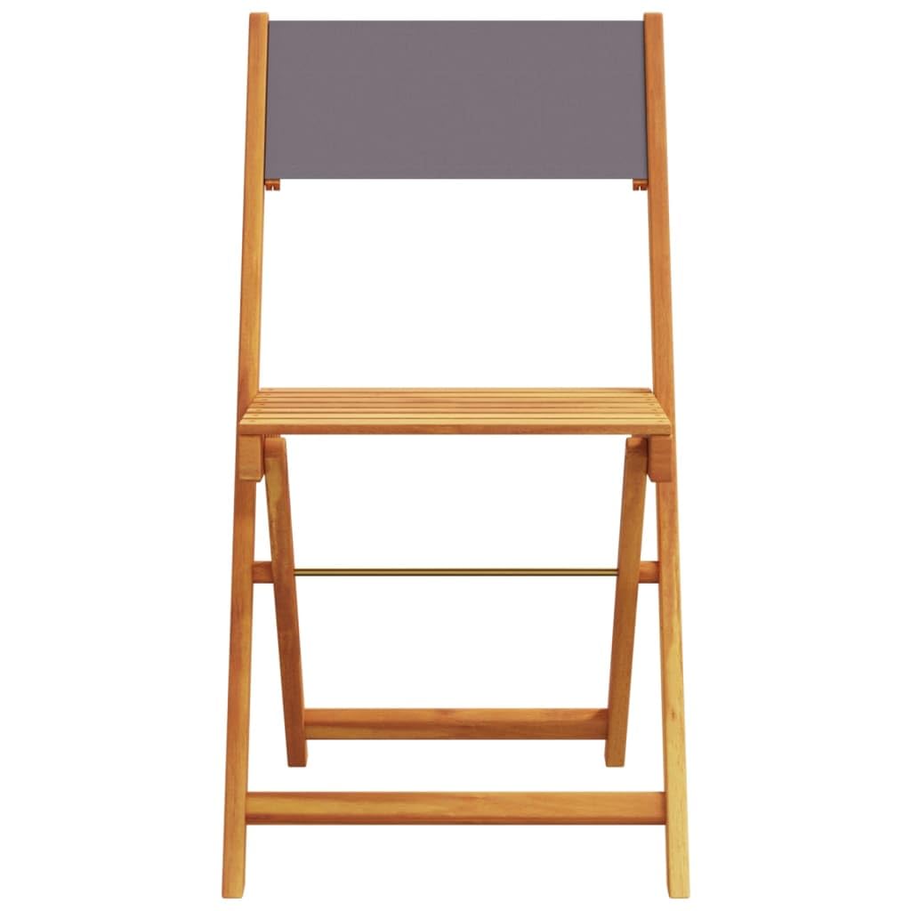 Set di 3 pezzi da bistrot in legno di acacia e tessuto, pieghevole, per giardino, balcone e terrazza, robusto set di mobili da esterno