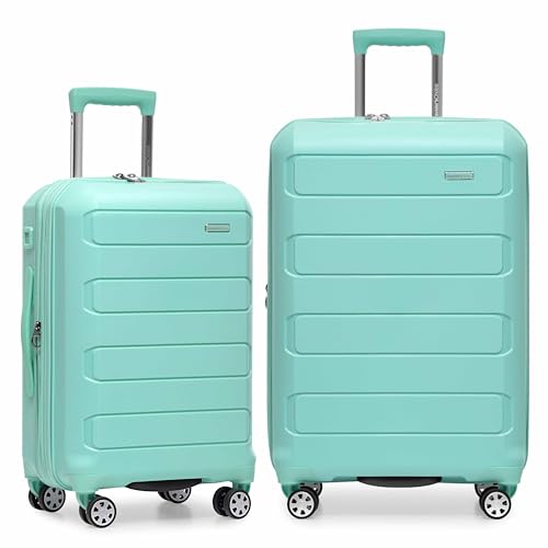 Traveler's Choice Pagosa Indestructible Hardshell Expandable Spinner Luggage, Mint, 2-Piece Set (22/26)