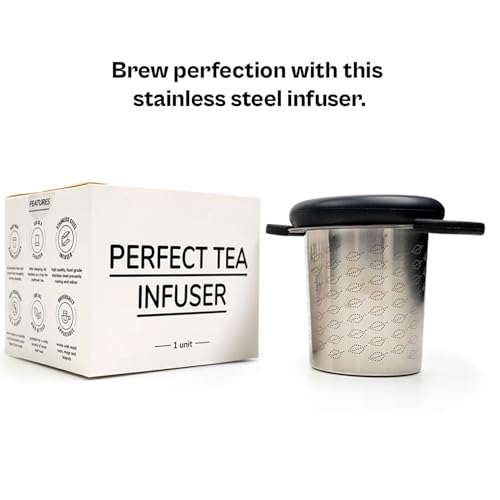 Image of Udyan Tea Perfect Tea Infuser Stainless Steel for Loose Tea | Tea Strainer with Lid & Handle | Fine Mesh Tea Filter | Tea Perfect Tea Infuser for Cup & Mug