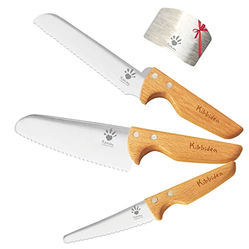 Utensilios De Cocina Originales Kibbidea - Cuchillos para Niños en la Cocina - Seguros y Ergonómoco - Cuchillos Niños Aprendizaje - Acero Inoxidable no...
