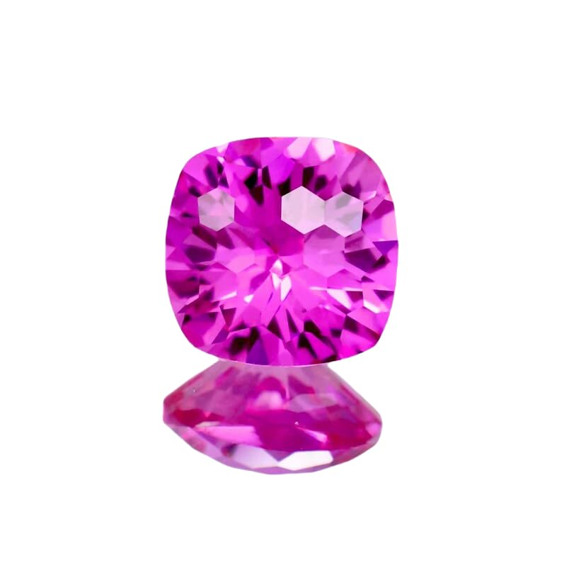 Saphir rose gemme naturelle 14mm, forme coussin pour collier et bague