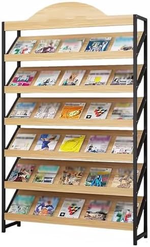 Heavy Duty Vertical Magazine Rack - Large 6-Tier Floor Stand Brochure Holder for Home, Office, School - Modern Document Storage Display Shelf (Style 2)