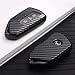 iJDMTOY Gloss Black Carbon Fiber Pattern Exact Fit Key Fob Cover w/Chrome Edging Trim Compatible with Volkswagen MK8 Golf/GTI, Skoda Octavia 3/4/5-Button Smart Key