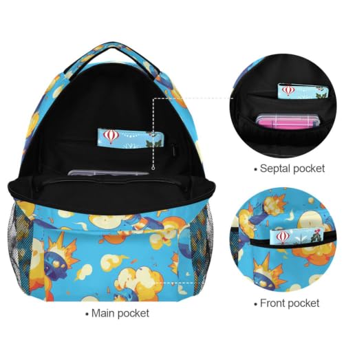 Sac à dos scolaire dessin animé élégant avec imprimé graphique - 7