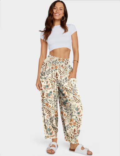 Image of TARSE Women's Linen Wide Leg Pants Baggy High Waist Palazzo Pants