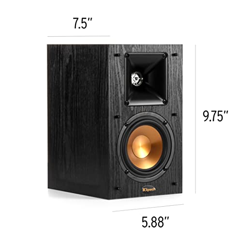 Image of Klipsch Synergy Black Label B-100 Bookshelf Speaker Pair with Proprietary Horn Technology, a 4 inch High-Output Woofer and a Dynamic .75 inch Tweeter for Surrounds or Front Speakers in Black