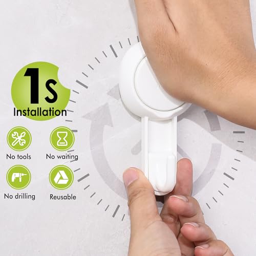 Elegear Mini Suction Cup Hooks, 4 Pack Waterproof Reusable Vacuum Shower Hanger for Loofah, Bathroom & Kitchen by Elegear - Image 4