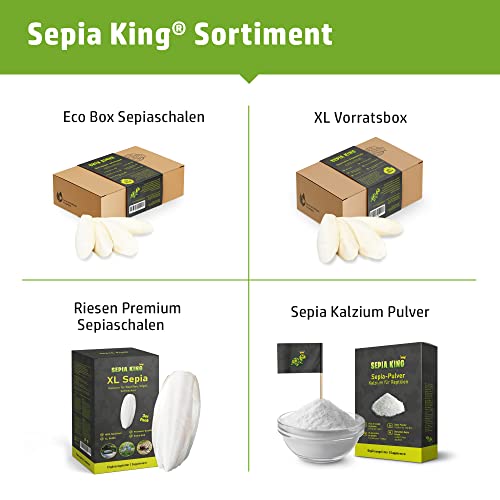 Sepia King - Sepia-Pulver - Kalzium für Schildkröten, Bartagame, Reptilien - gemahlene Sepiaschalen - Futter Bestäuben, Insekten - Futterkalk, Kalk Terrarium - 50g