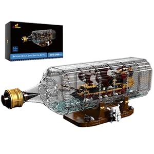 JMBricklayer Ship in a Bottle, Drift Bottle with Revenge Pirate Ship Building Toys 40110, One Piece Ship in a Bottle Kit, Collectible Pirate Ship Toys for Boys Adults, Pirate Ship Decor (2488+ Pieces)