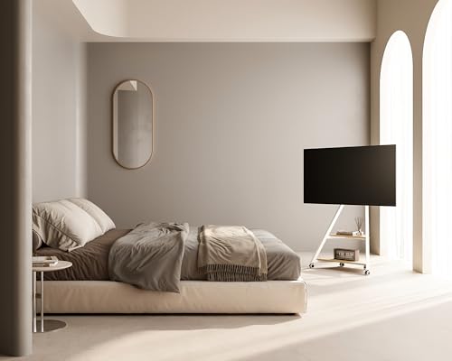 FITUEYES Design Mobile TV Stand on Wheels with 2 Shelfs for 32 43 55 65 Inchs Floor TV Stand Art Screen Angle ±15° Adjustable Height 946-1076,5mm Max. Load 40KG for Home, Lounge, Conference - Image 10