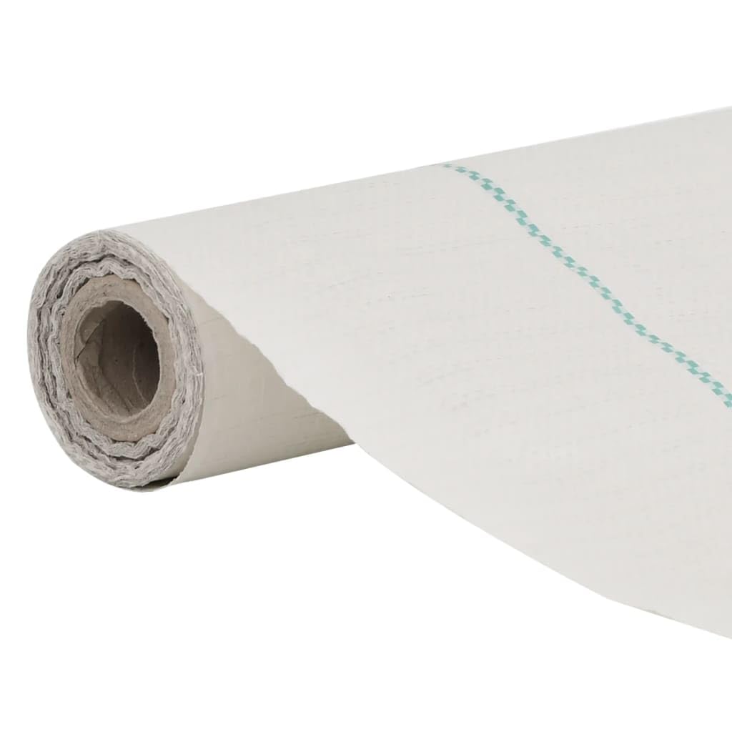 Unkrautvlies Weiß 1x10 m PP Gartenvlies für Hochbeet und Garten Unkrautbekämpfungsfolie wasserdurchlässig und langlebig mit grünen Streifen zur Pflanzenpflege