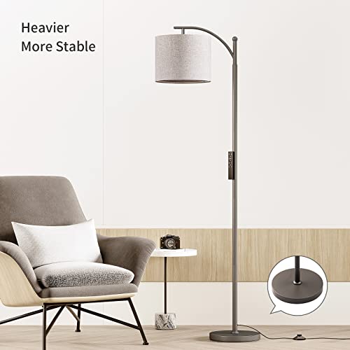 Sunmory Dimmable Floor Lamp With Remote Control，Lamp For Living Room Stepless Color Temperature And Brightness, Standing Lamp For Bedroom And Office With 1H Timer，Gray Floor Lamp With Linen Shade #TOP4