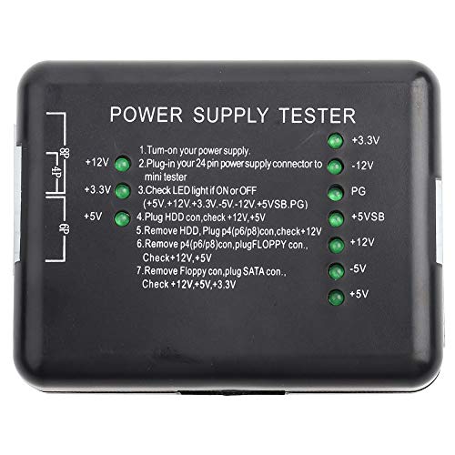 Sutinna Power Supply Tester, Computer Power Supply Checker 20/24 Pin 4 pin(P4) 8 pin(Dual CPU) 6 pin(PCI-Express) for HDD SATA Floppy